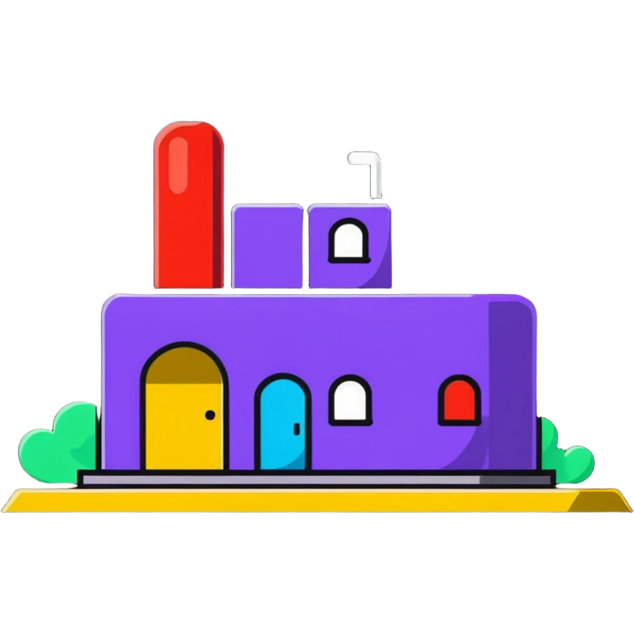 A cartoonish bunker with bright colors and playful elements. emoji