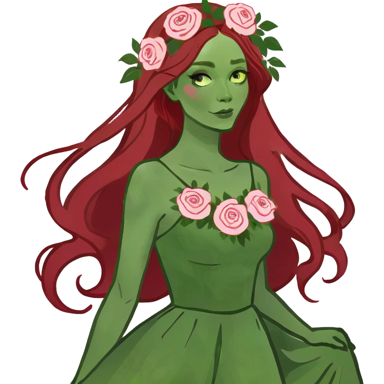 Realistic Long Red haired white woman with white & pink roses in her hair  emoji