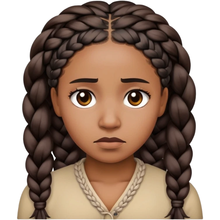 Sad black lady braids  emoji