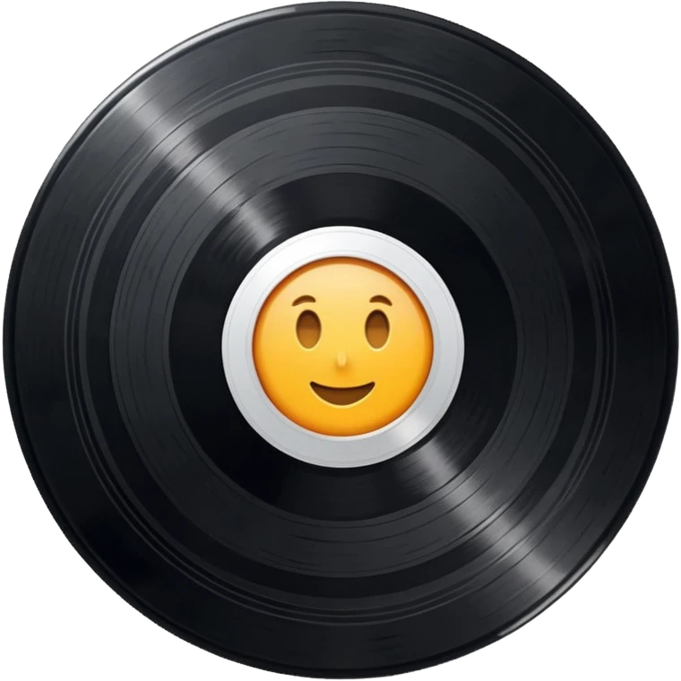 a black vinyl record with a white center emoji