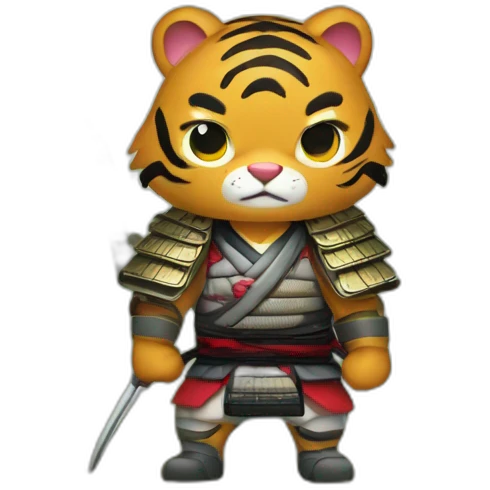 A samurai tiger in a forest in Japan  emoji