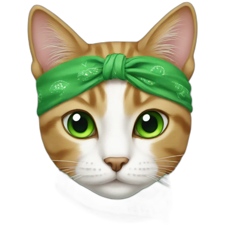 cat with green eyes and bandana emoji