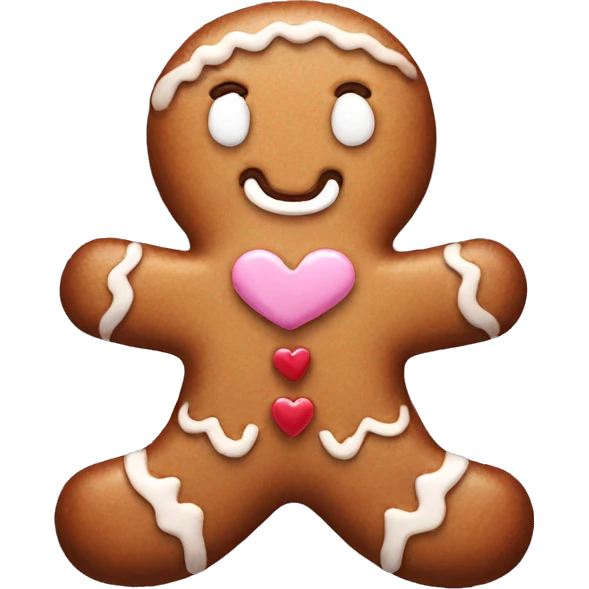 pastel gingerbread man with heart emoji