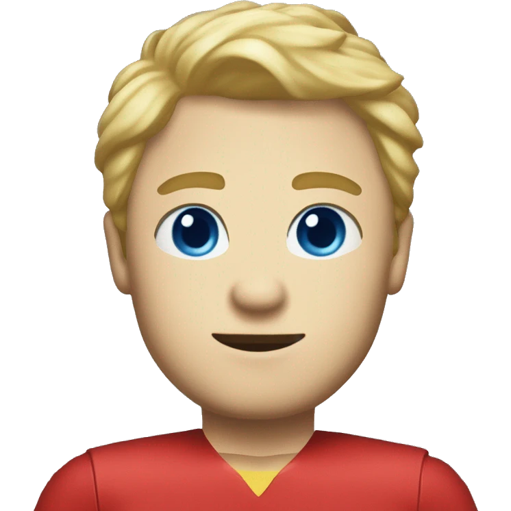 Man with blonde hair and blue eyes wearing blue super suit with gold shoulder pads and a red collar who is pregnant emoji
 emoji