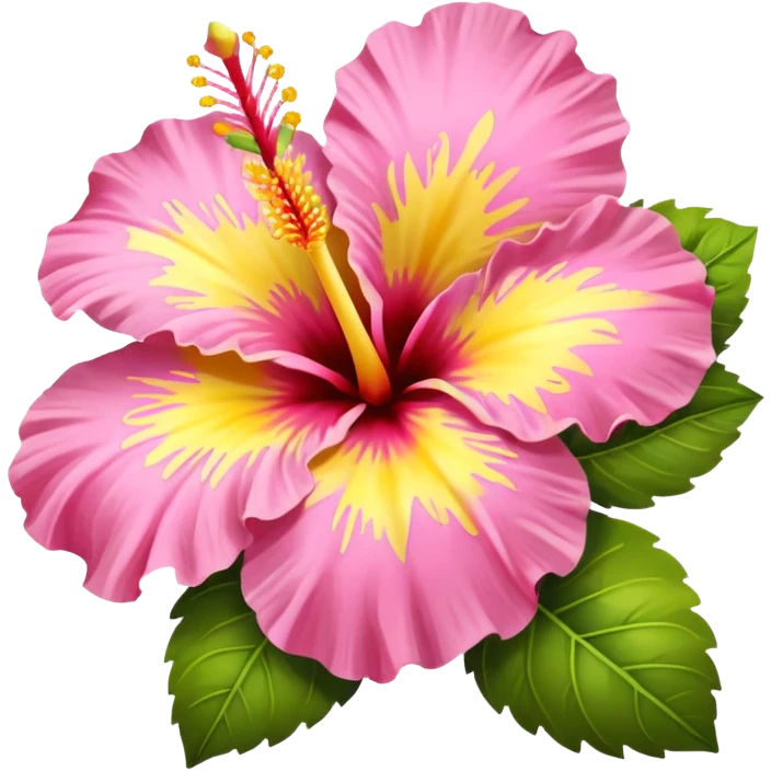 yellow and pink hibiscus flower emoji