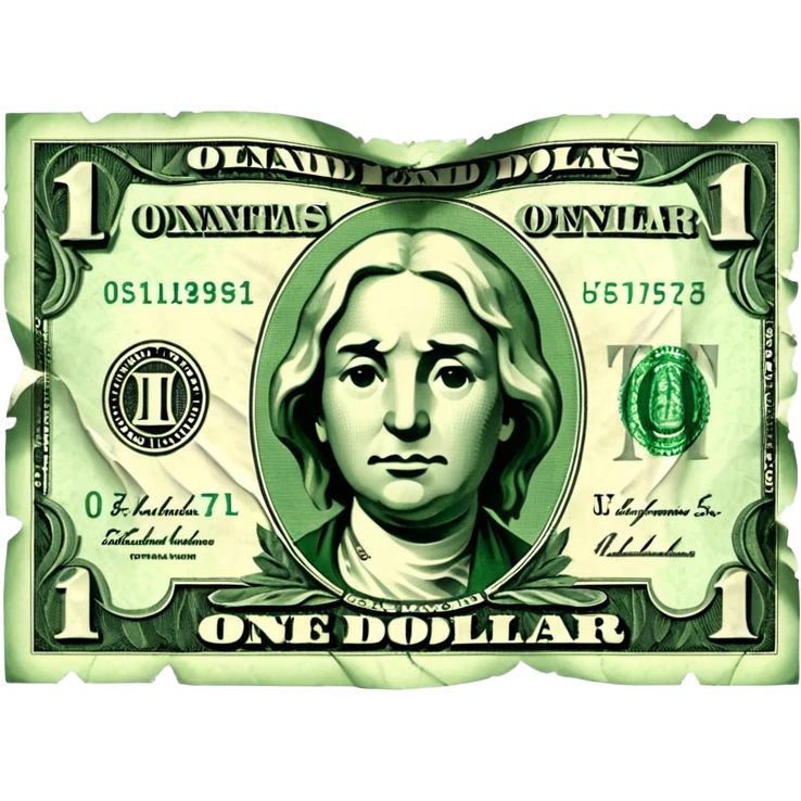 damaged one dollar billone dollar bill emoji