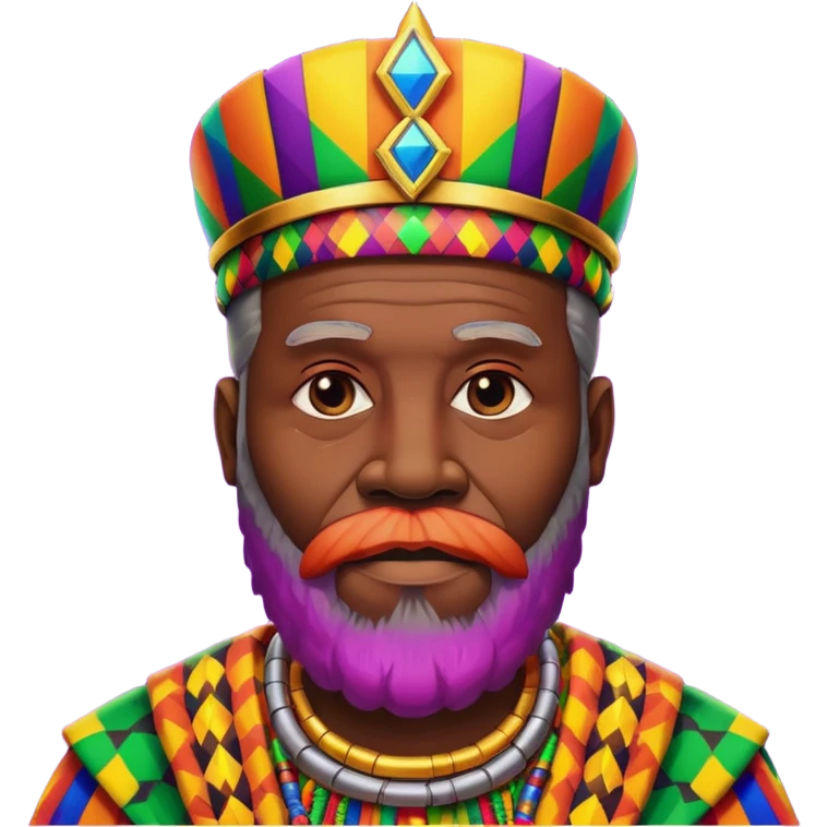 Create me an emoji of a beautiful Old African King with a beard wearing a neon Colorful gradient African Kente patterns emoji