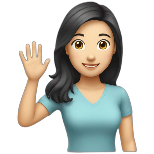 asian young woman waving smiling no body visible emoji