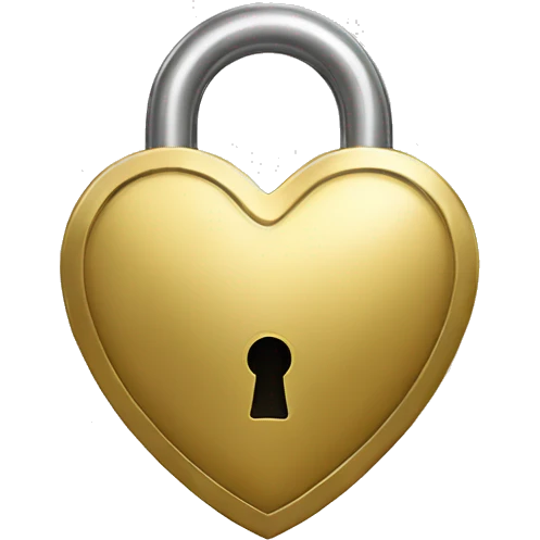 Gold heart shaped padlock emoji