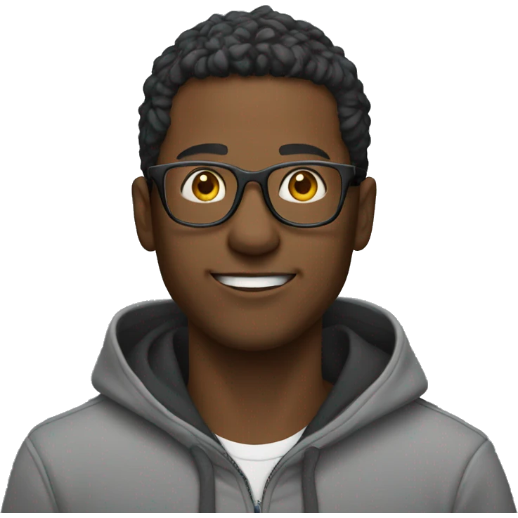 Man wearing hoodie with glasses emoji