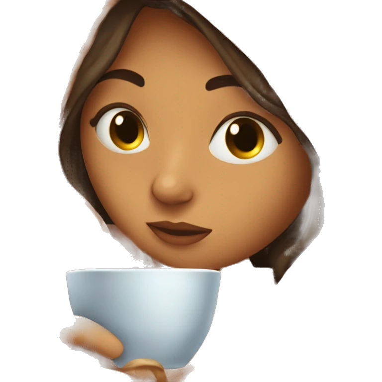 girl inside a blanket sipping tea eyes closed emoji