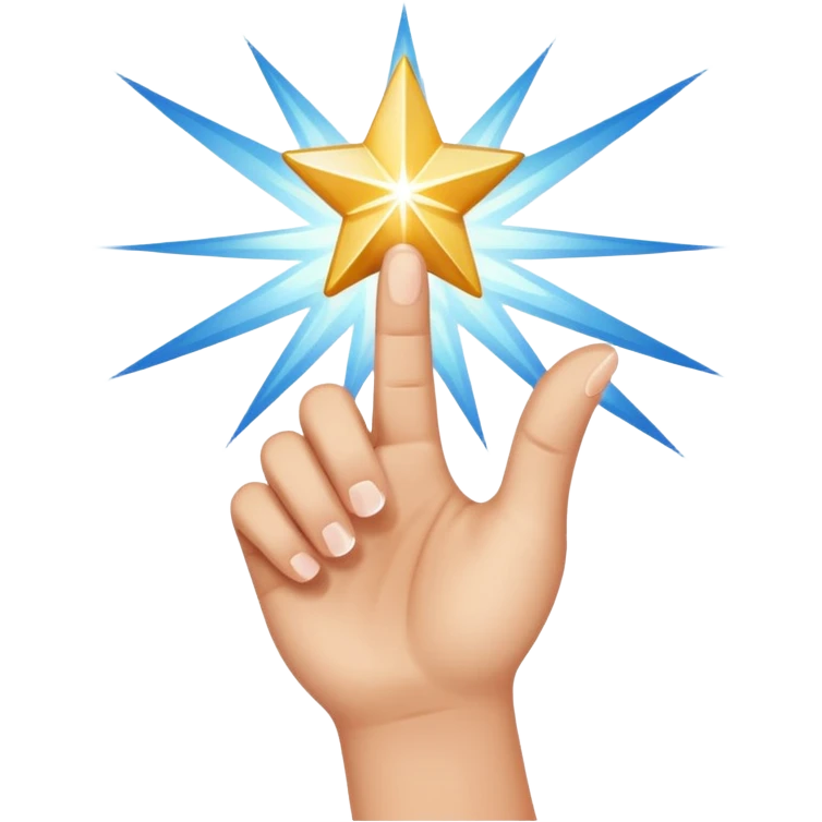 index finger pointing up with a sparkling star at the tip emoji
