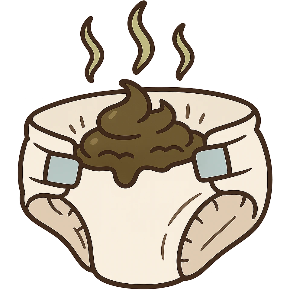 a poopy diaper, cartoon style, cute emoji