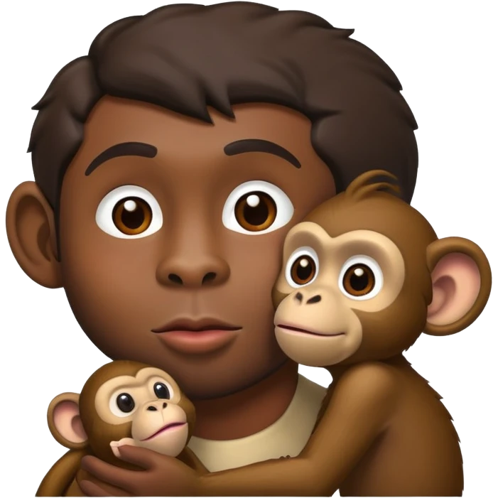 Black men kisses monkey  emoji
