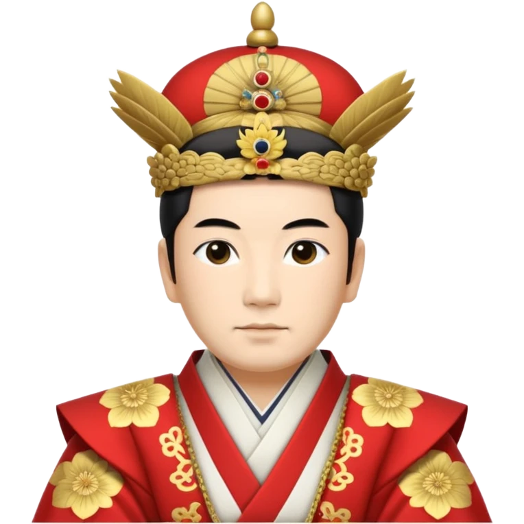 Japanese emperor, Edo period, wearing ceremonial ho and kanmuri, regal pose emoji