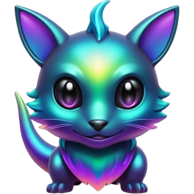 Vibrant black iridescent Fakémon-creature emoji