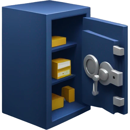 3d open isometric small safe in dark blue emoji