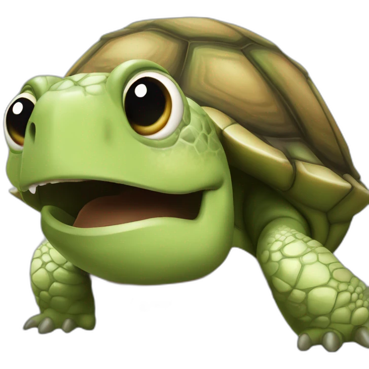 Tortuga graciosa sonriendo y guiñando un ojo emoji