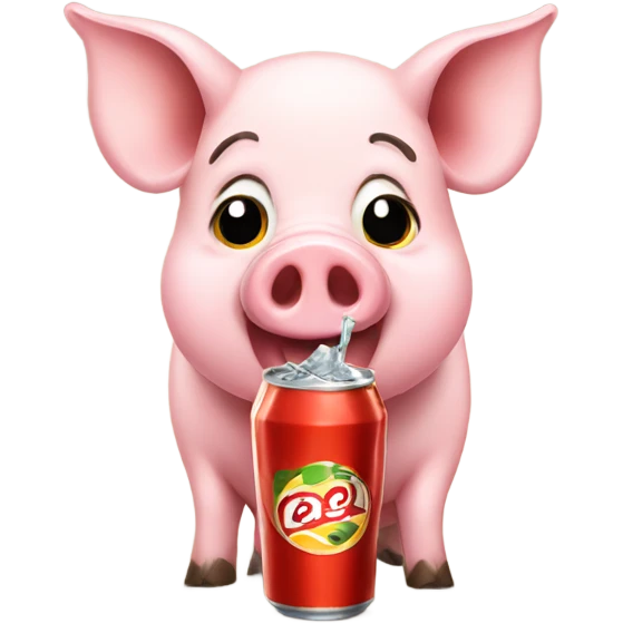 A pig drinking a soda  emoji