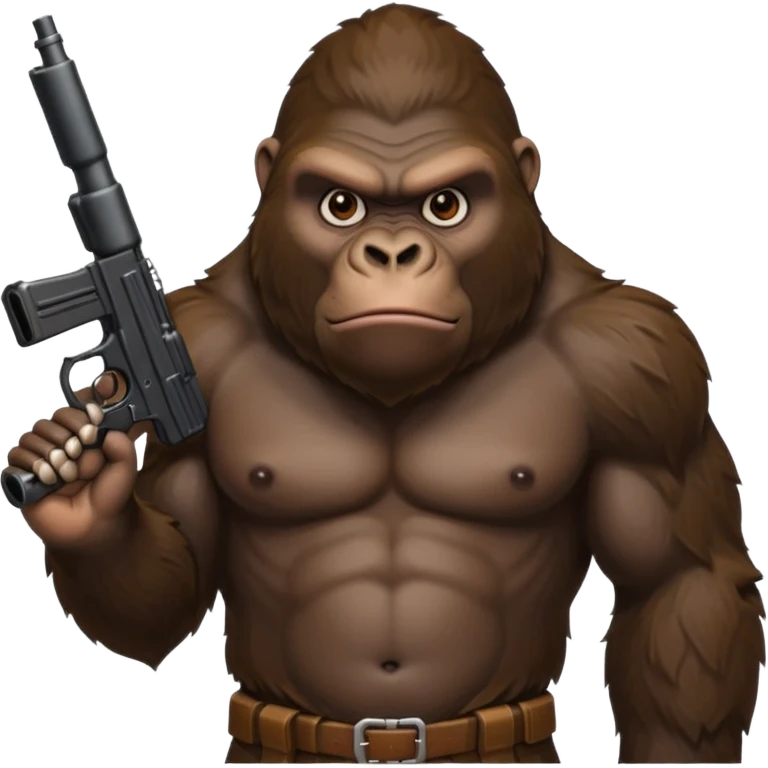 A mean gorilla holding a big gun emoji