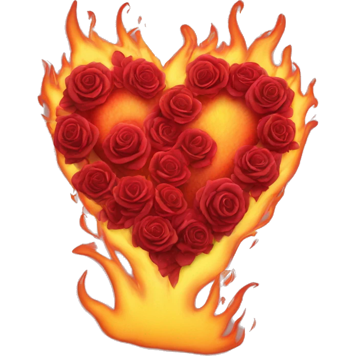 Flaming heart rounded by roses emoji