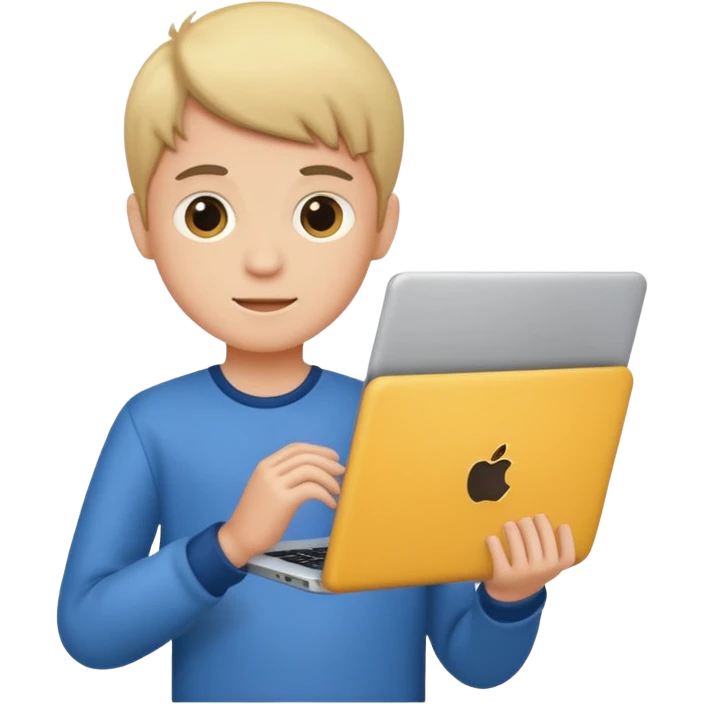 a boy holding a laptop emoji