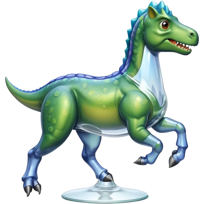 Dinosaur with glass riding horse emoji