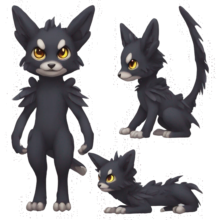 Cute cool edgy fantasy dark-themed animal hybrid Fakemon full body emoji