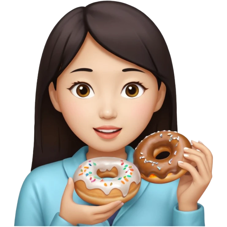 asian woman eating donut emoji