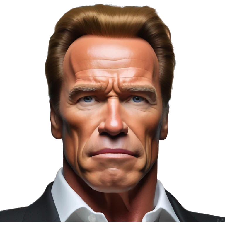US president Arnold Schwarzenegger in Warcraft style, oil paint, mysterious eyes, intricate lips, masterpiece pose, odd perspective, beautiful, desirable, logical, midsommar, ikea emoji