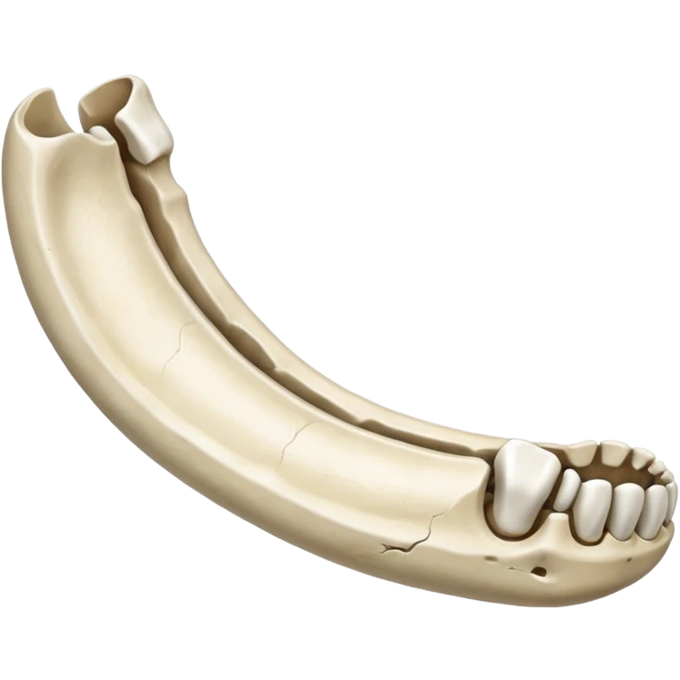 Detached jawbone lying cracked on the ground. emoji