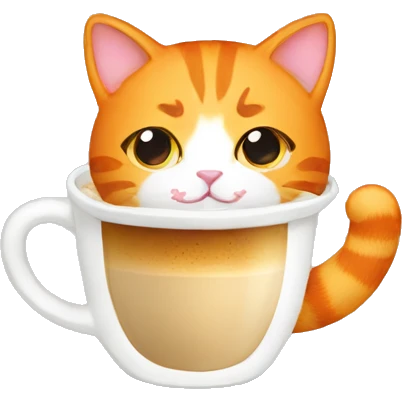 Orange cat with latte emoji