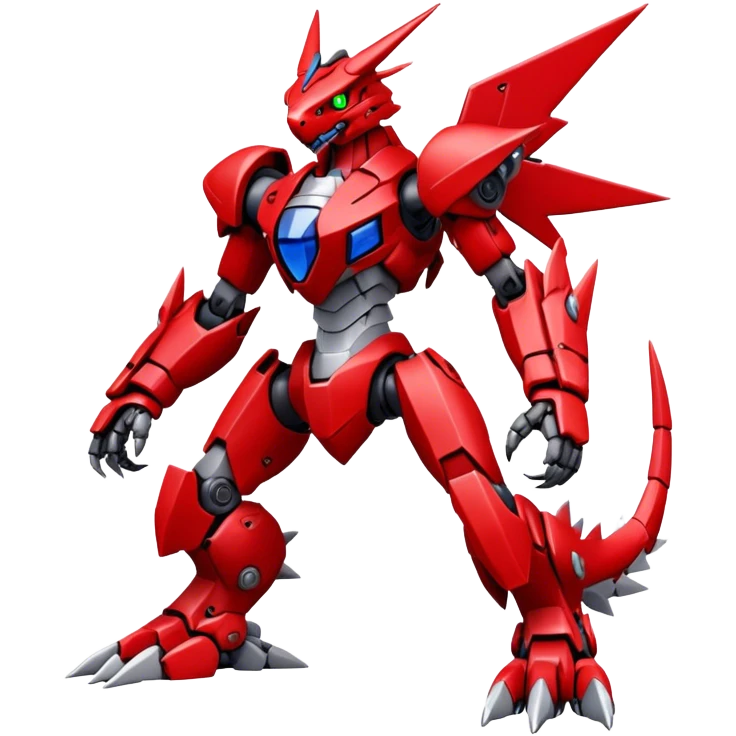  Cool Edgy Futuristic Red Digimon-Fakemon-Guilmon-Mecha full body emoji
