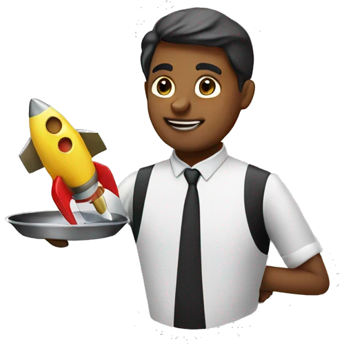 waiter with a rocket on his tray emoji