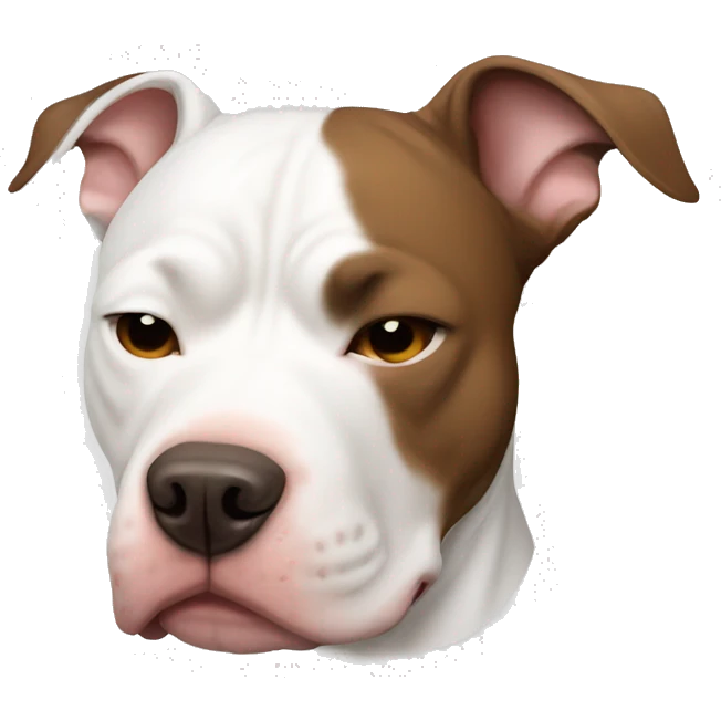 White pitbull with brown ear sleeping emoji