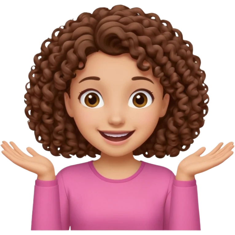 fun cute loud popular pretty girl modest curly brown hair pink top excited emoji