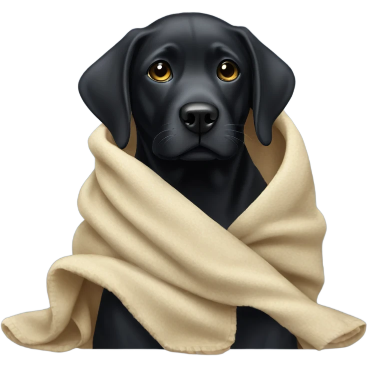 Black lab wrapped in a blanket emoji
