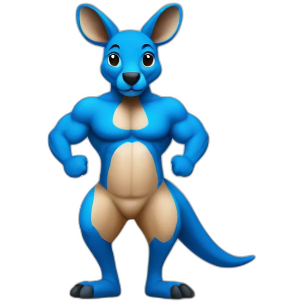 Blue coloured kangaroo body builder emoji