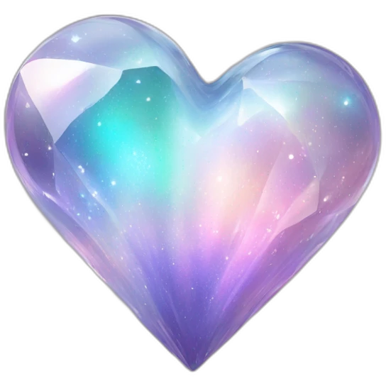 Sparkly glossy Pastel whitish iridescent glass crystal nebula glass hearts emoji