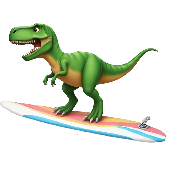 T-Rex riding a surfboard emoji