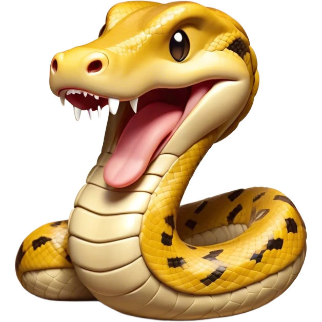 Cinematic Cute Yawning Python Portrait Emoji, Head tilted slightly with a dramatic, wide-open yawn, showcasing a sinuous, scaled form with drowsy, half-closed eyes and an open, relaxed mouth, Simplified yet irresistibly adorable features, highly detailed, glowing with a soft, cozy earthy glow, high shine, relaxed yet expressive, stylized with a dash of whimsical reptilian charm, soft glowing outline, capturing the essence of a drowsy yet affectionate python that appears ready to stretch out for a nap! emoji