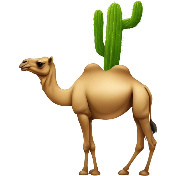 Camel looking at cactus on stick emoji
