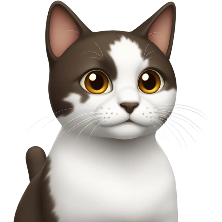 white and dark brown cat emoji