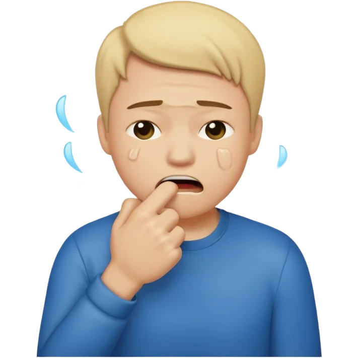 Crying emoji with fist covering mouth emoji