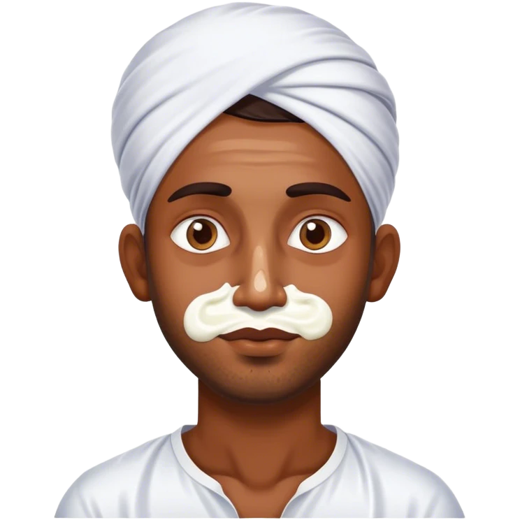 an indian man with white yogurt all over his face emoji
