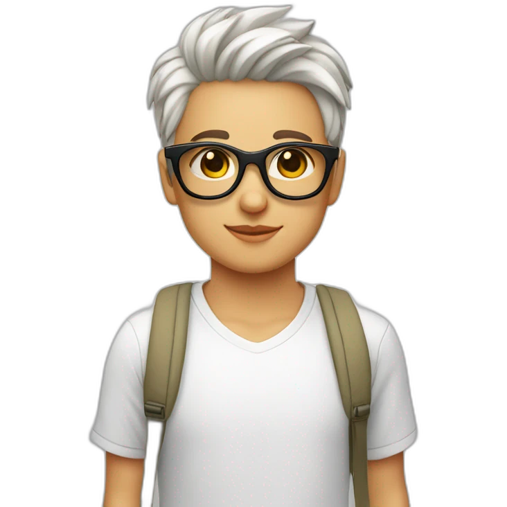 joven piel blanca gafas y gato emoji