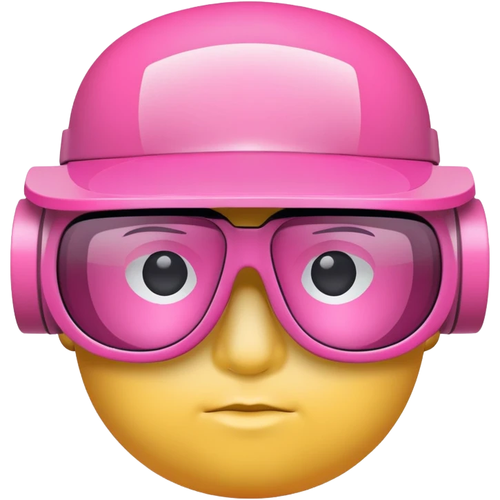 bulky pink visor glasses, extra thick lens, solid construction, statement piece emoji