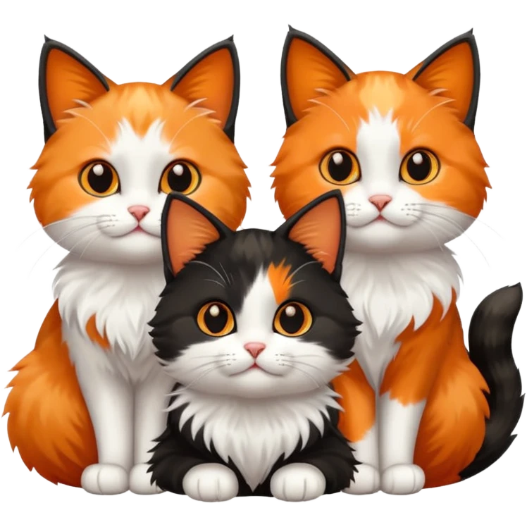 Three small cat emoji