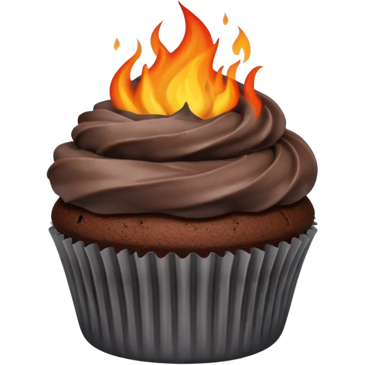 Burnt chocolate cupcake with fire smoke emoji