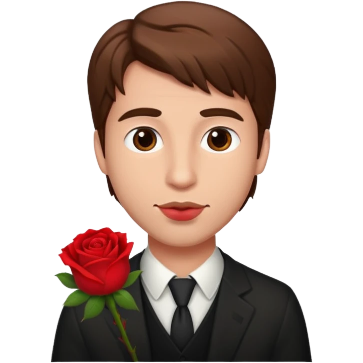 handsome man with a rose in his mouth emoji